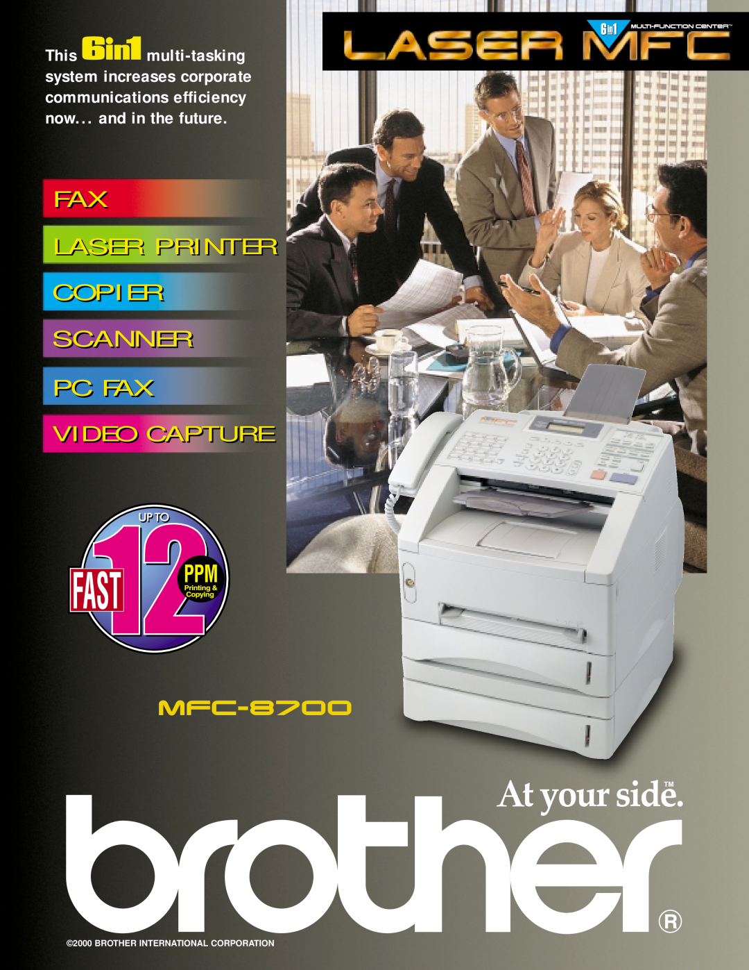Brother MFC-8700 manual Fax Laser Printer Copier Scanner Pc Fax, Video Capture, Brother International Corporation 