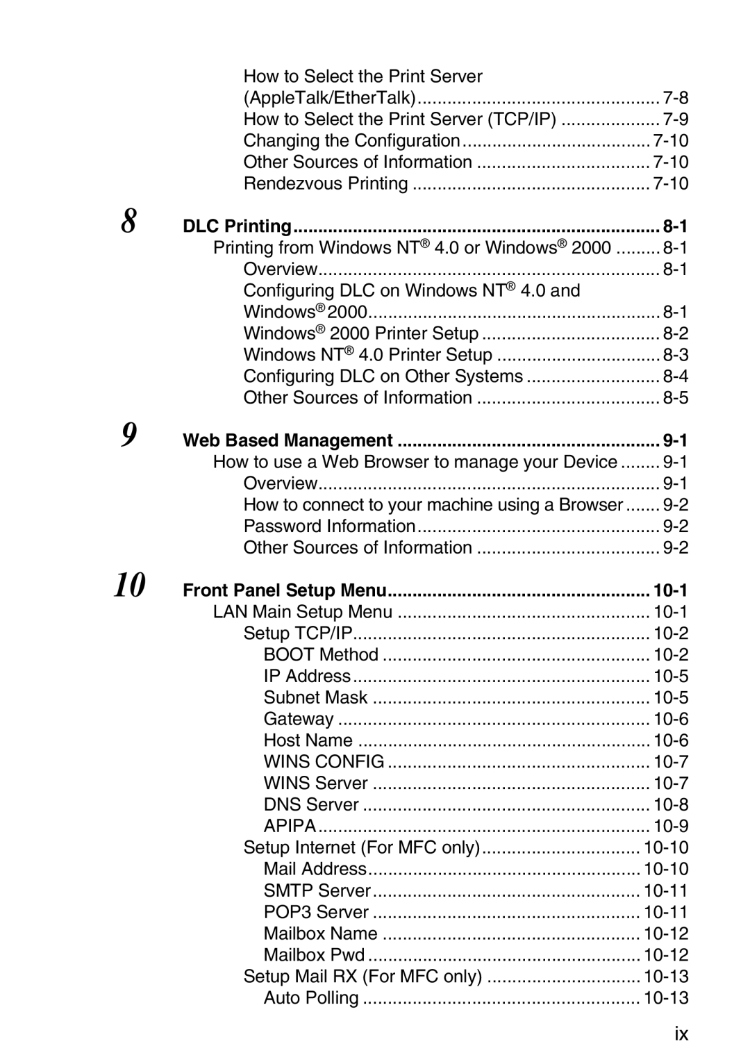 Brother MFC-8840DN manual 10-1 