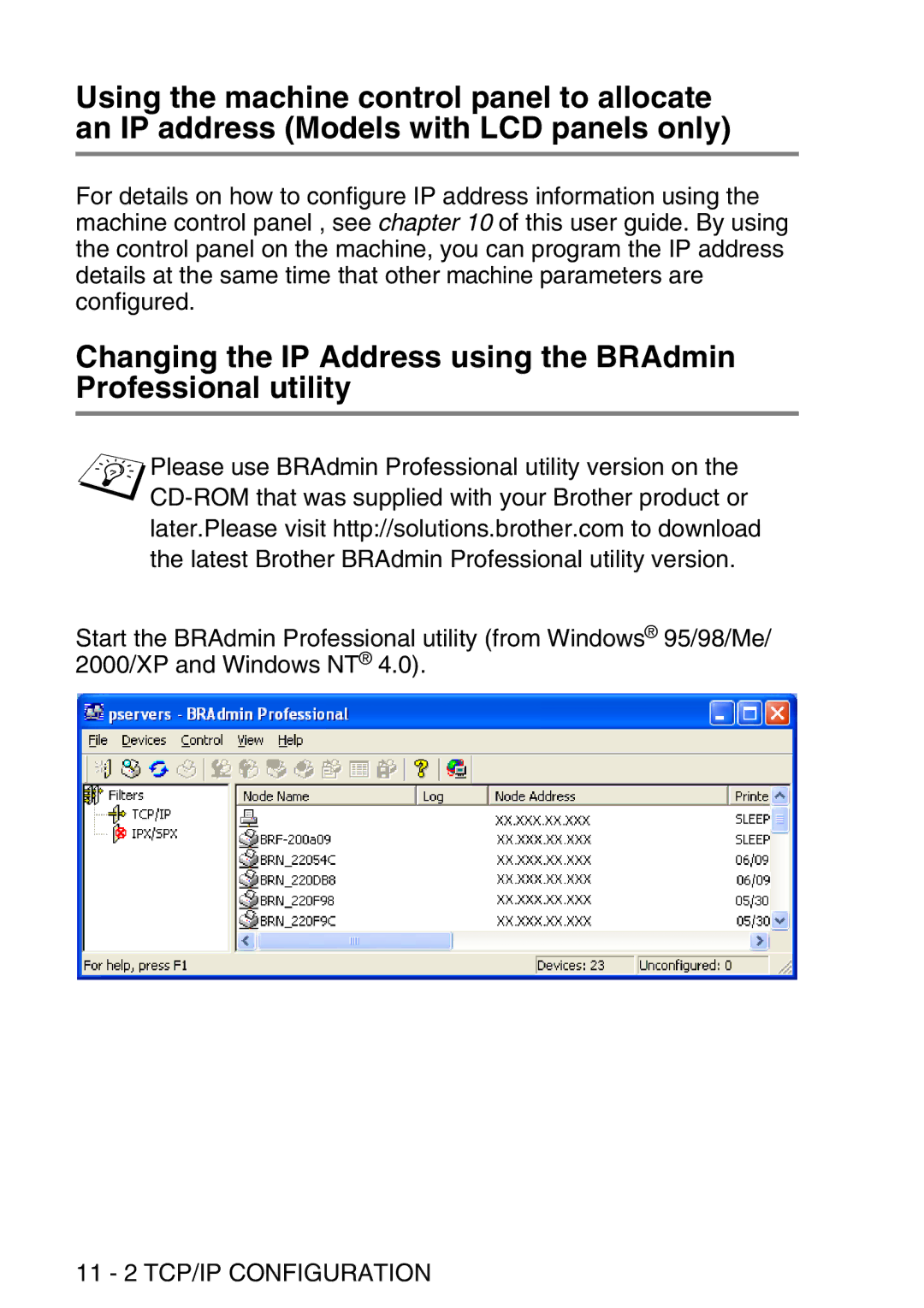 Brother MFC-8840DN manual 11 2 TCP/IP Configuration 