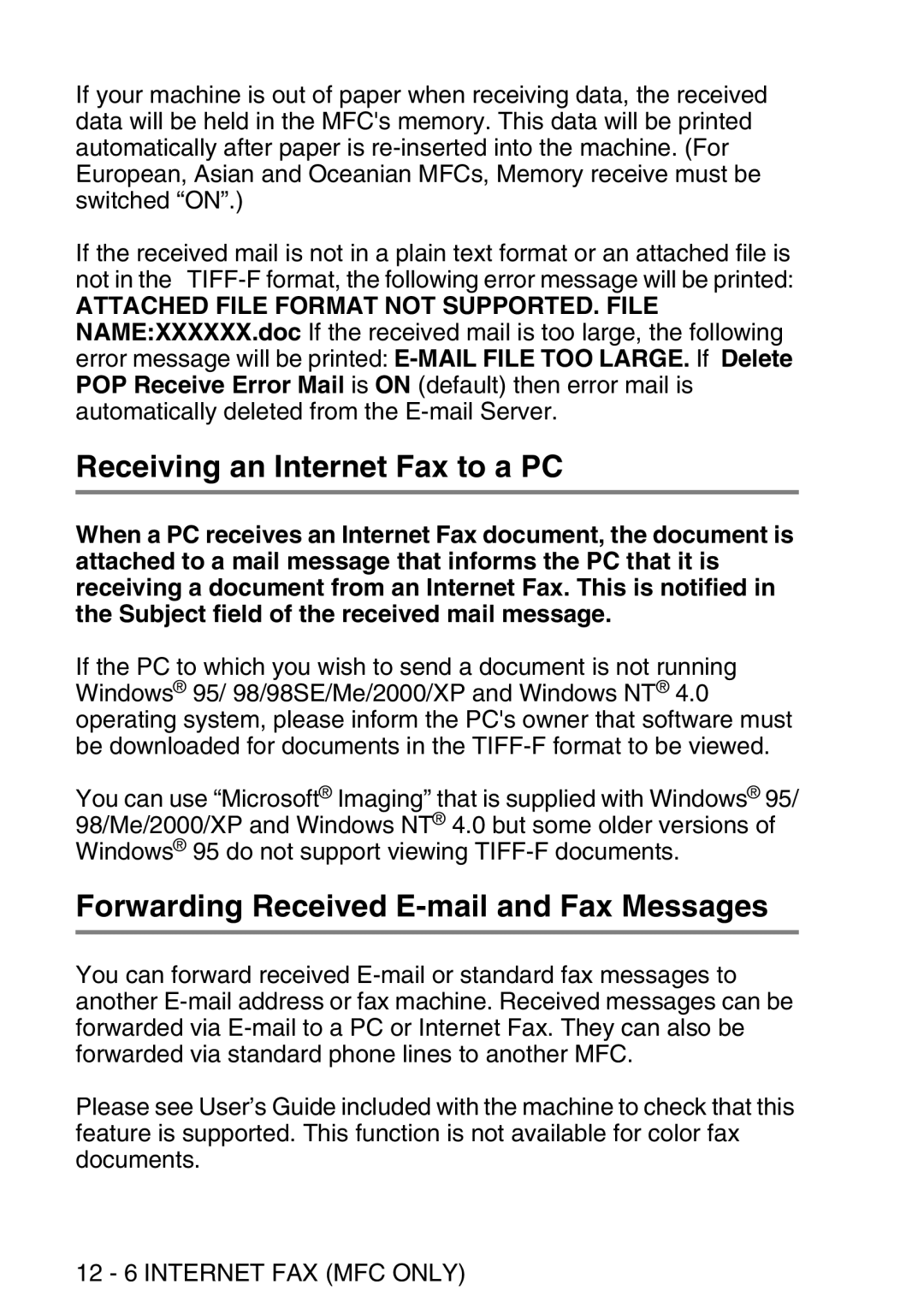 Brother MFC-8840DN manual Receiving an Internet Fax to a PC, Forwarding Received E-mail and Fax Messages 