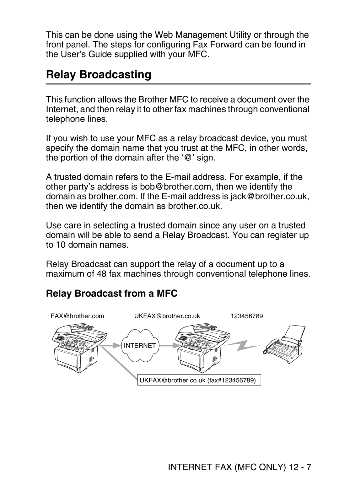 Brother MFC-8840DN manual Relay Broadcasting, Relay Broadcast from a MFC 