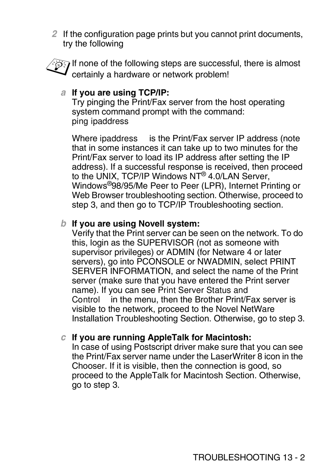 Brother MFC-8840D If you are using TCP/IP, If you are using Novell system, If you are running AppleTalk for Macintosh 