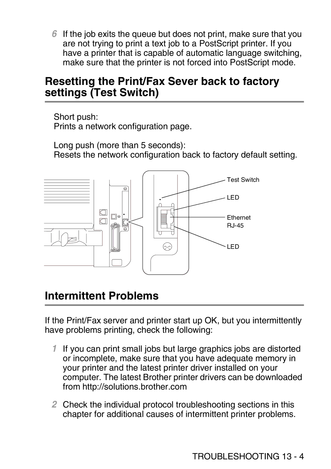 Brother MFC-8840DN manual Intermittent Problems 