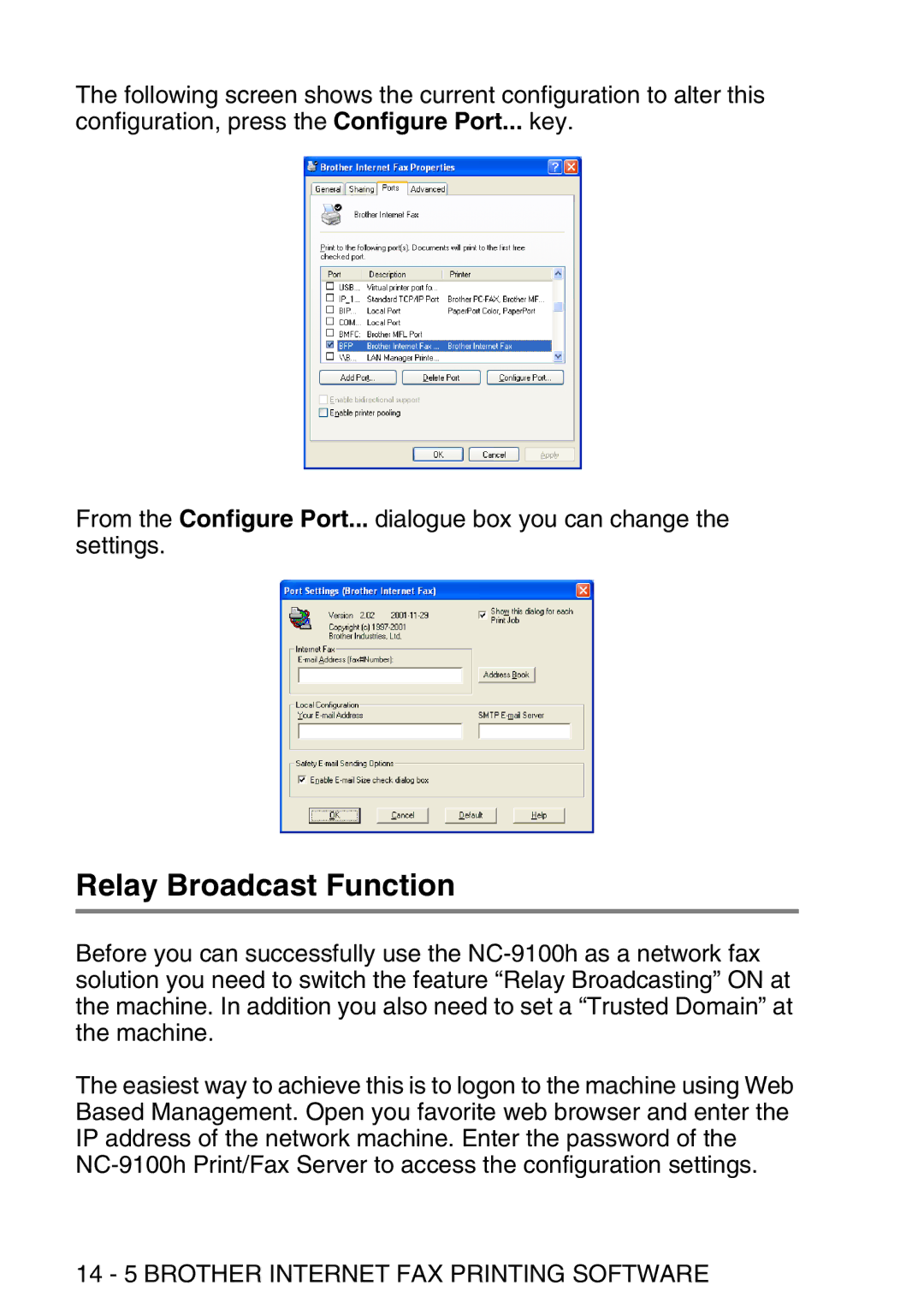 Brother MFC-8840DN manual Relay Broadcast Function, 14 5 Brother Internet FAX Printing Software 