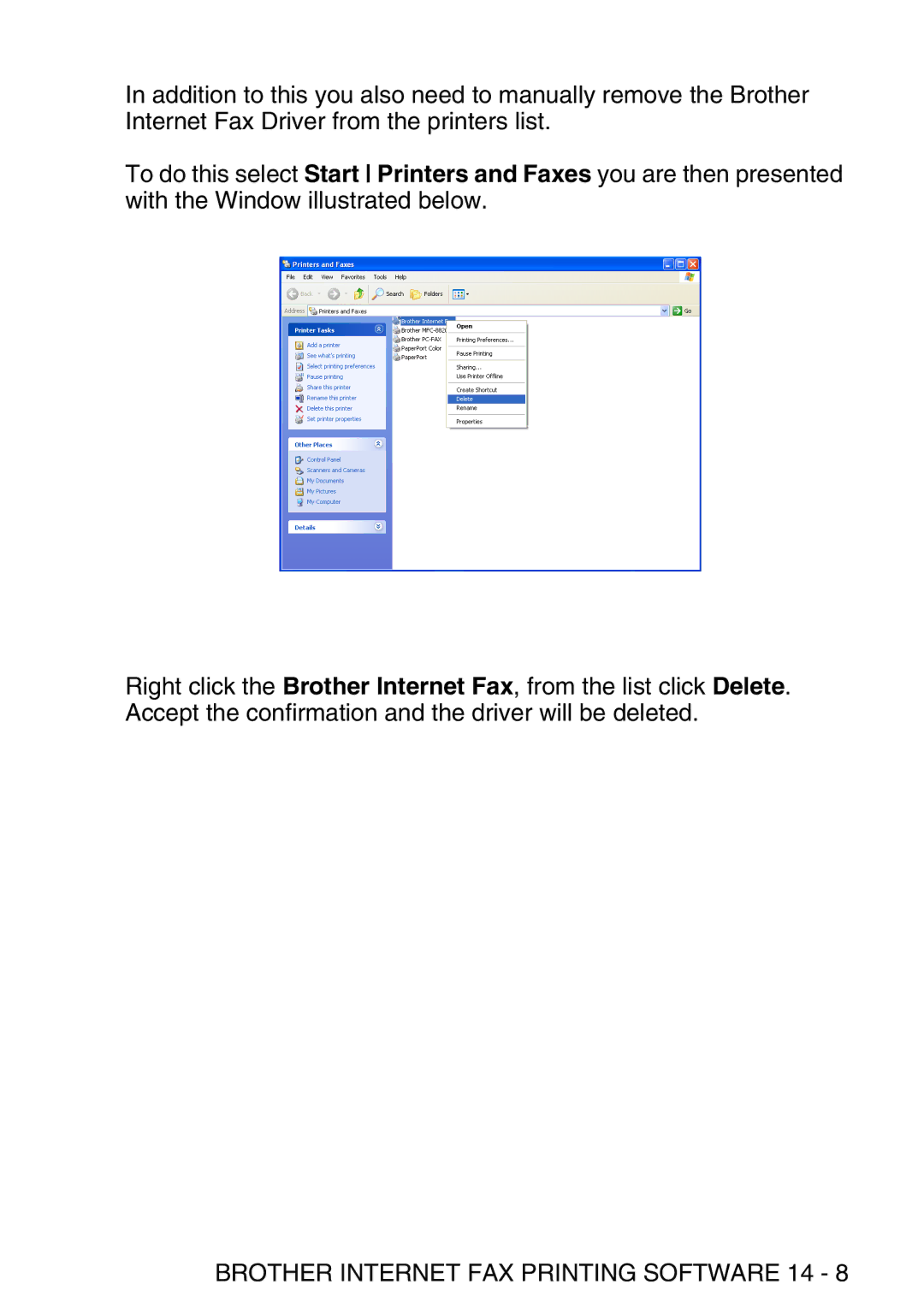 Brother MFC-8840DN manual Brother Internet FAX Printing Software 14 