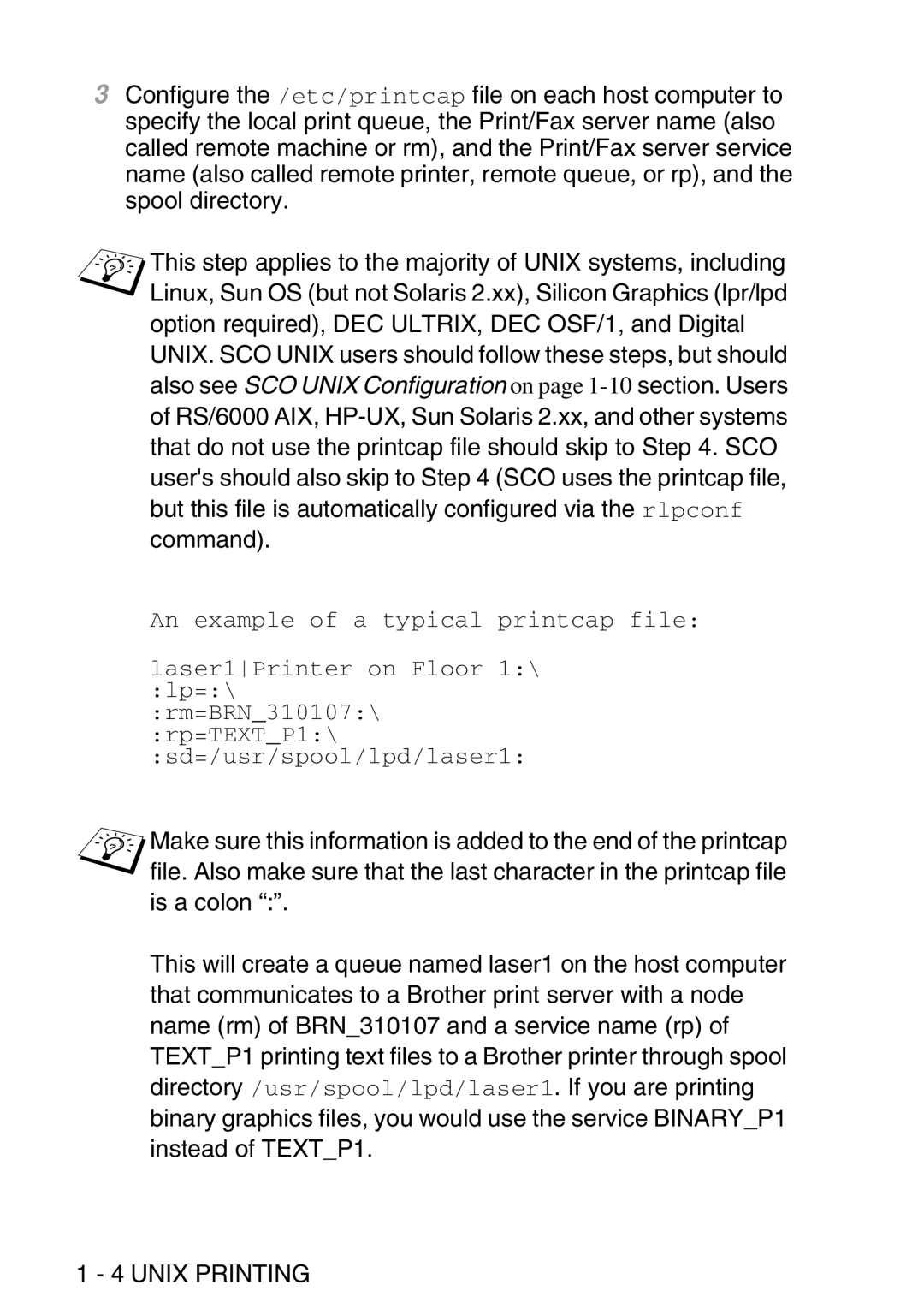 Brother MFC-8840DN manual An example of a typical printcap file 