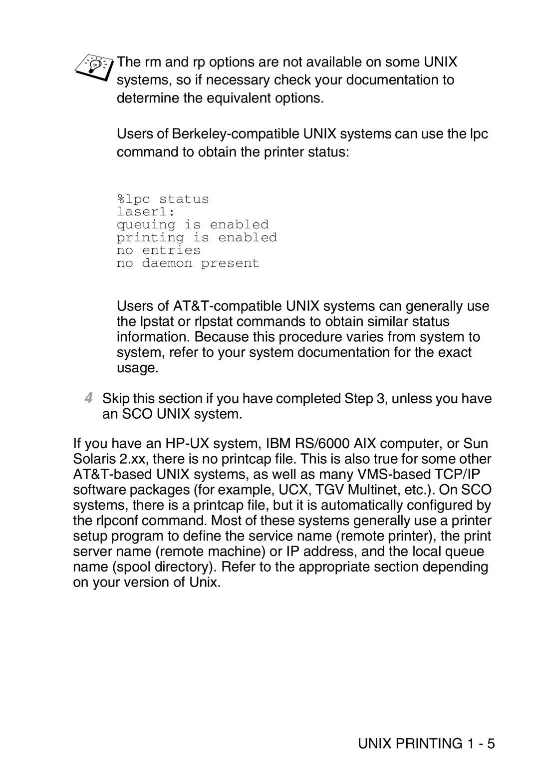 Brother MFC-8840DN manual Unix Printing 1 