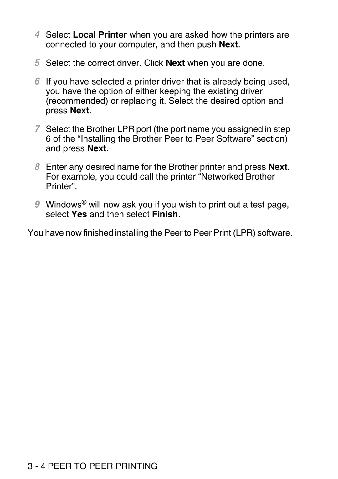 Brother MFC-8840DN manual Peer to Peer Printing 