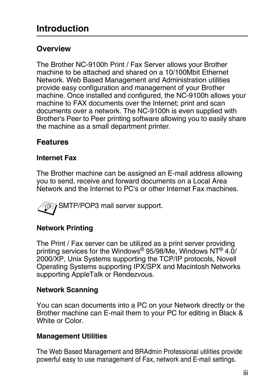 Brother MFC-8840DN manual Introduction, Overview, Features 