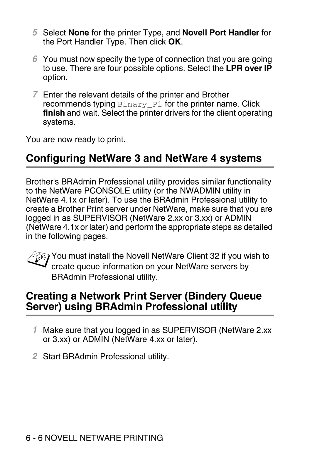 Brother MFC-8840DN manual Configuring NetWare 3 and NetWare 4 systems 