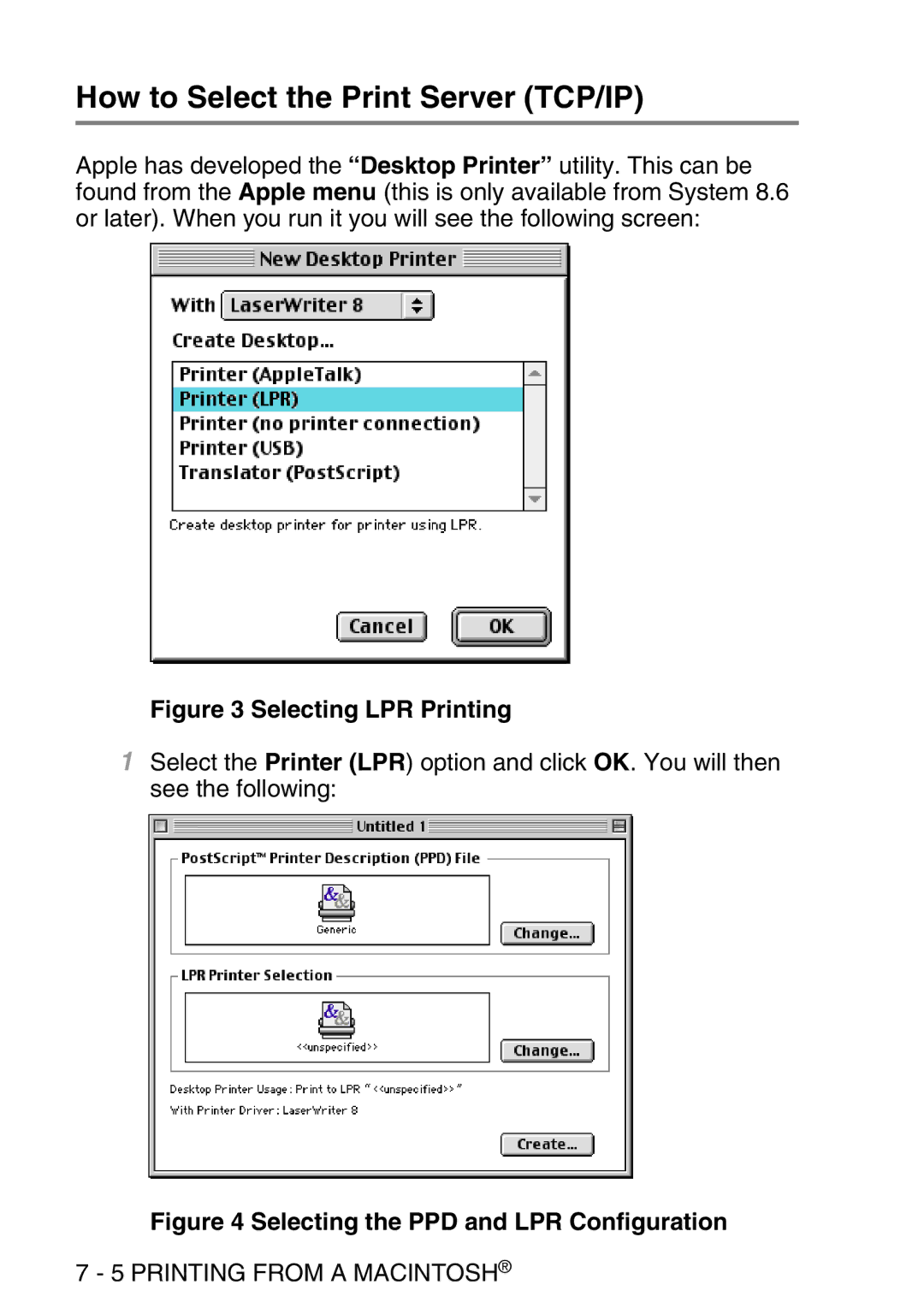 Brother MFC-8840DN manual How to Select the Print Server TCP/IP, Selecting LPR Printing 