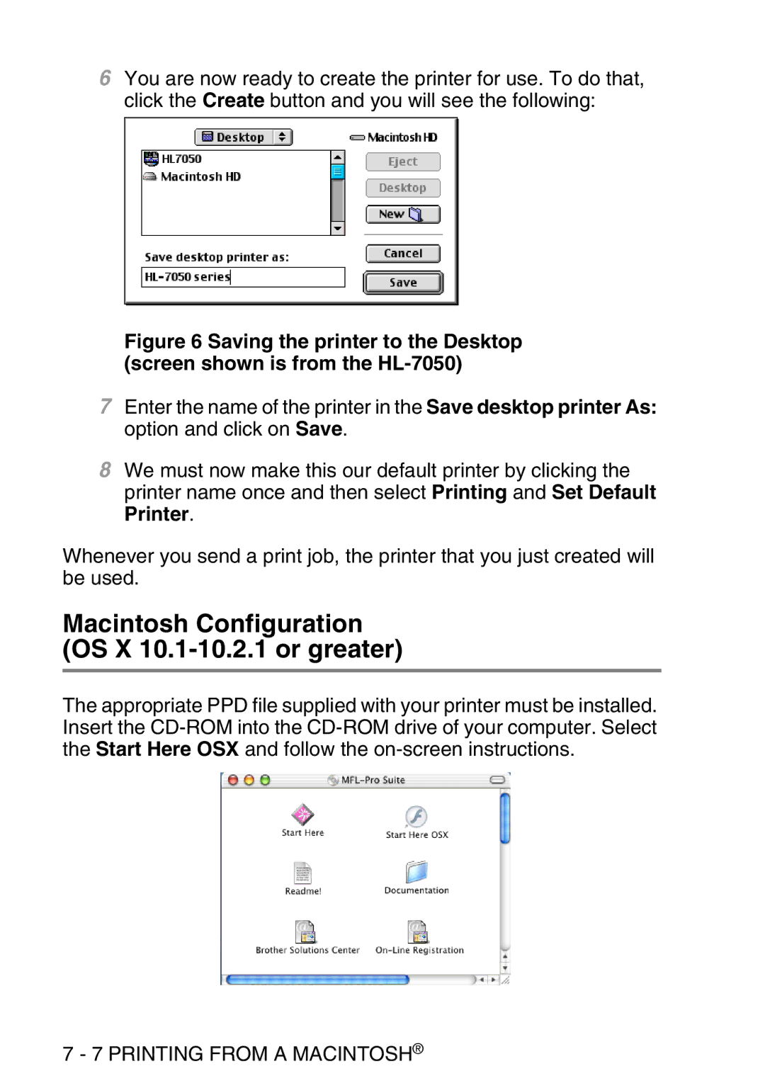 Brother MFC-8840DN manual Macintosh Configuration OS X 10.1-10.2.1 or greater 