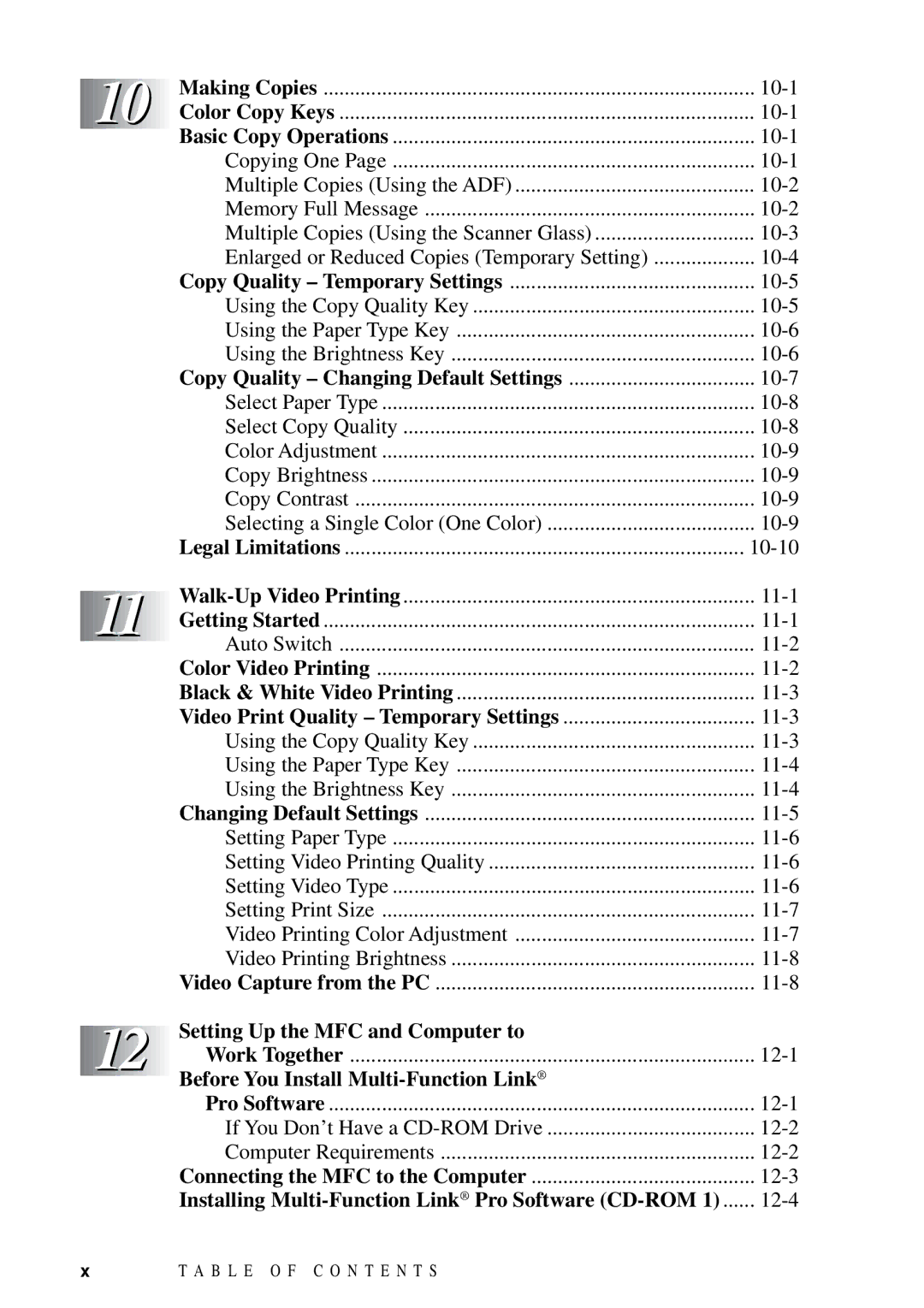 Brother MFC-9100C manual Copy Quality Changing Default Settings, Video Print Quality Temporary Settings 