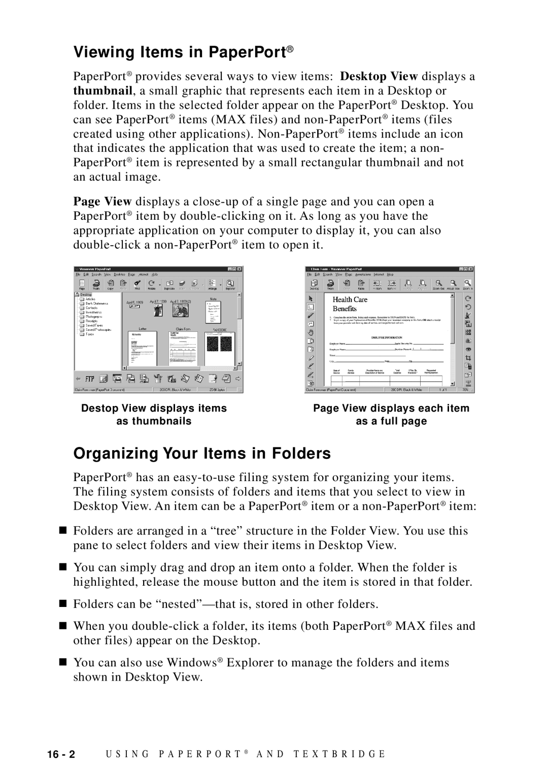 Brother MFC-9100C manual Viewing Items in PaperPort, Organizing Your Items in Folders 