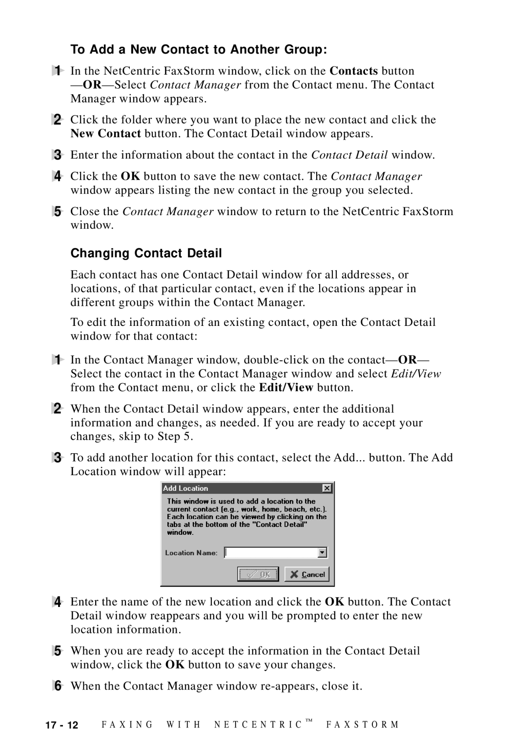 Brother MFC-9100C manual To Add a New Contact to Another Group, Changing Contact Detail 