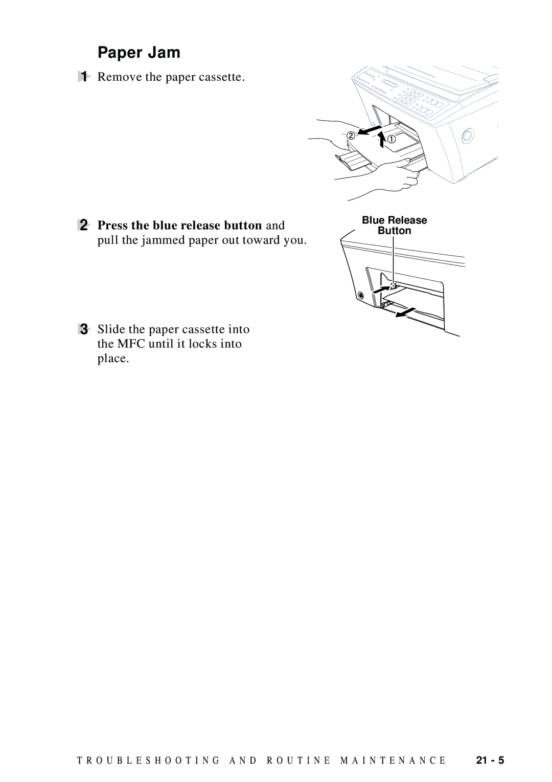 Brother MFC-9100C manual Paper Jam 