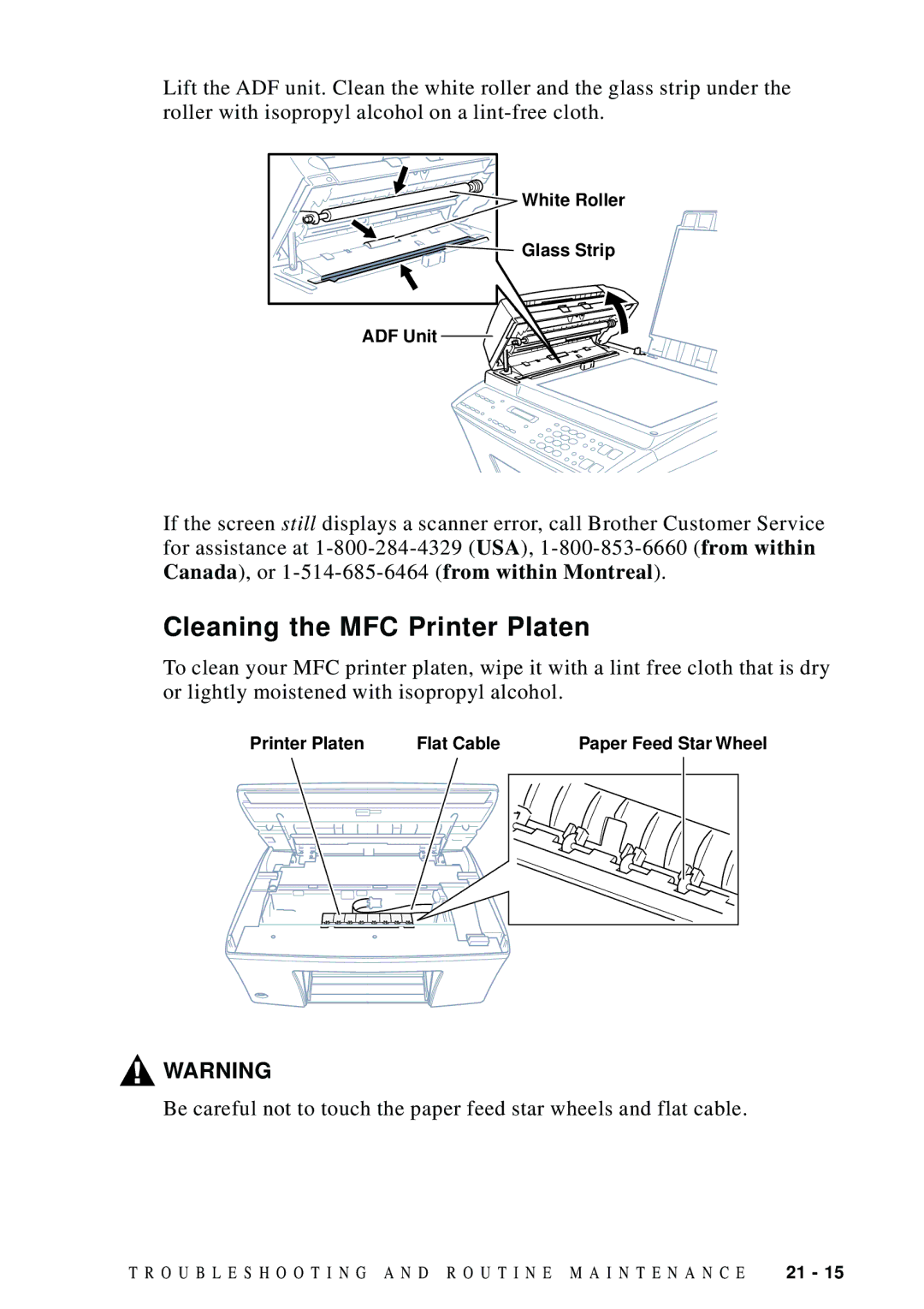 Brother MFC-9100C manual Cleaning the MFC Printer Platen 