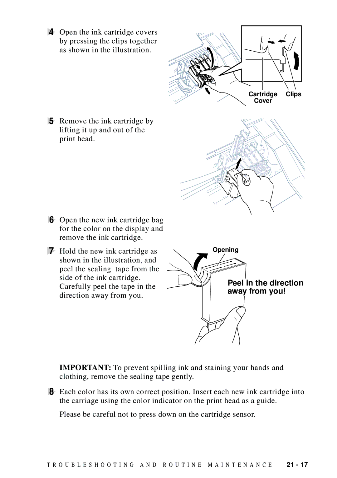 Brother MFC-9100C manual Peel in the direction away from you 