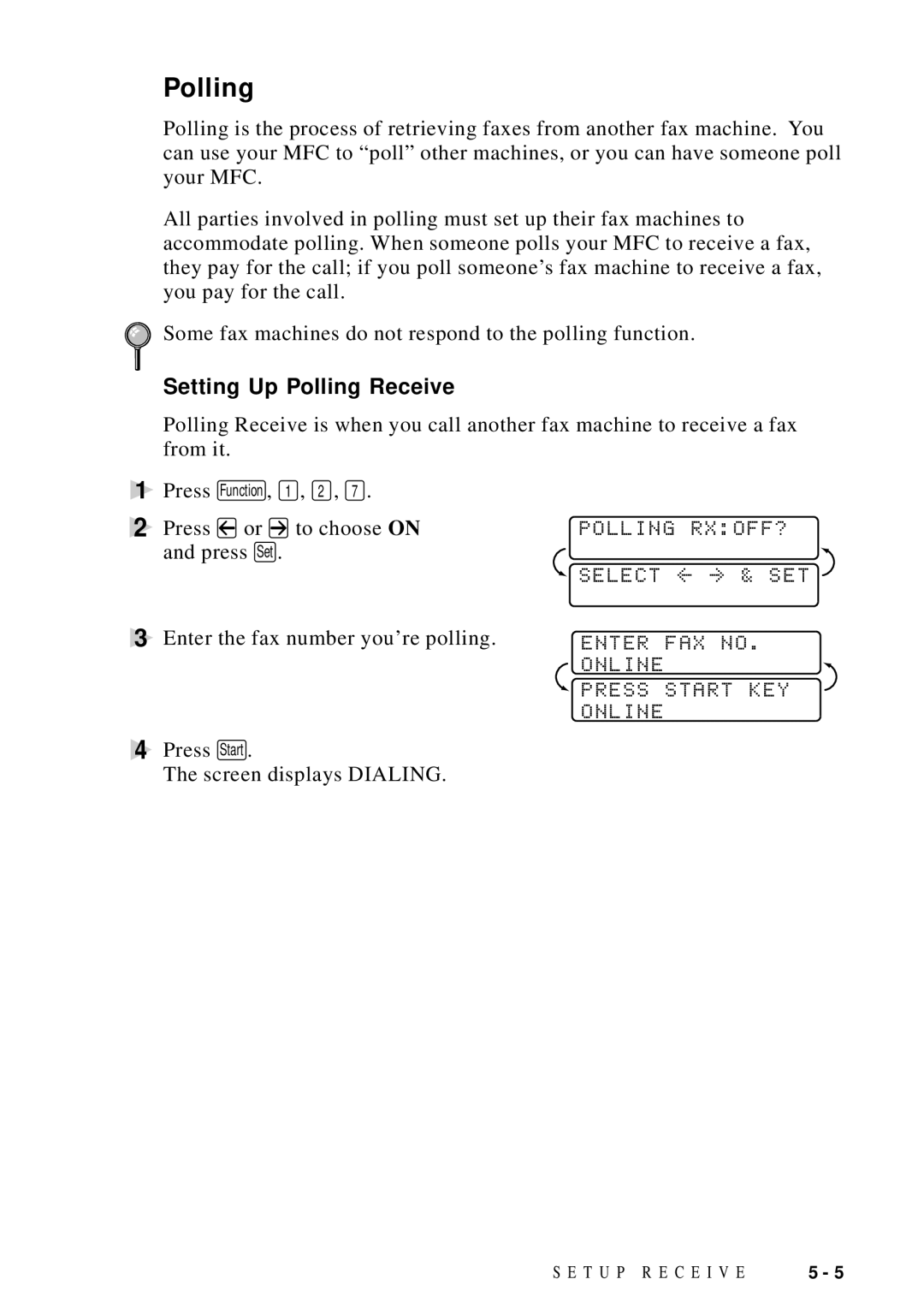 Brother MFC-9100C manual Setting Up Polling Receive 