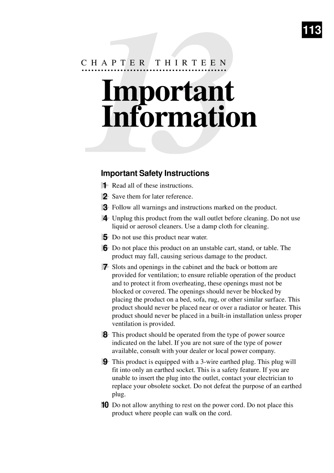 Brother FAX-920, MFC-925, FAX-930, FAX-940 E-mail manual Important Safety Instructions 