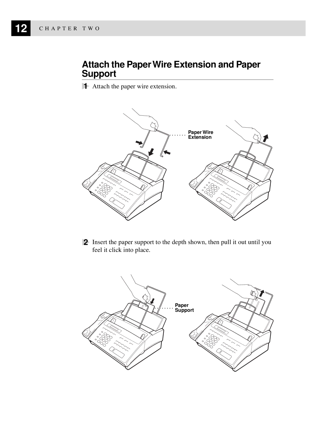 Brother FAX-940 E-mail, MFC-925, FAX-930, FAX-920 manual Attach the Paper Wire Extension and Paper Support 