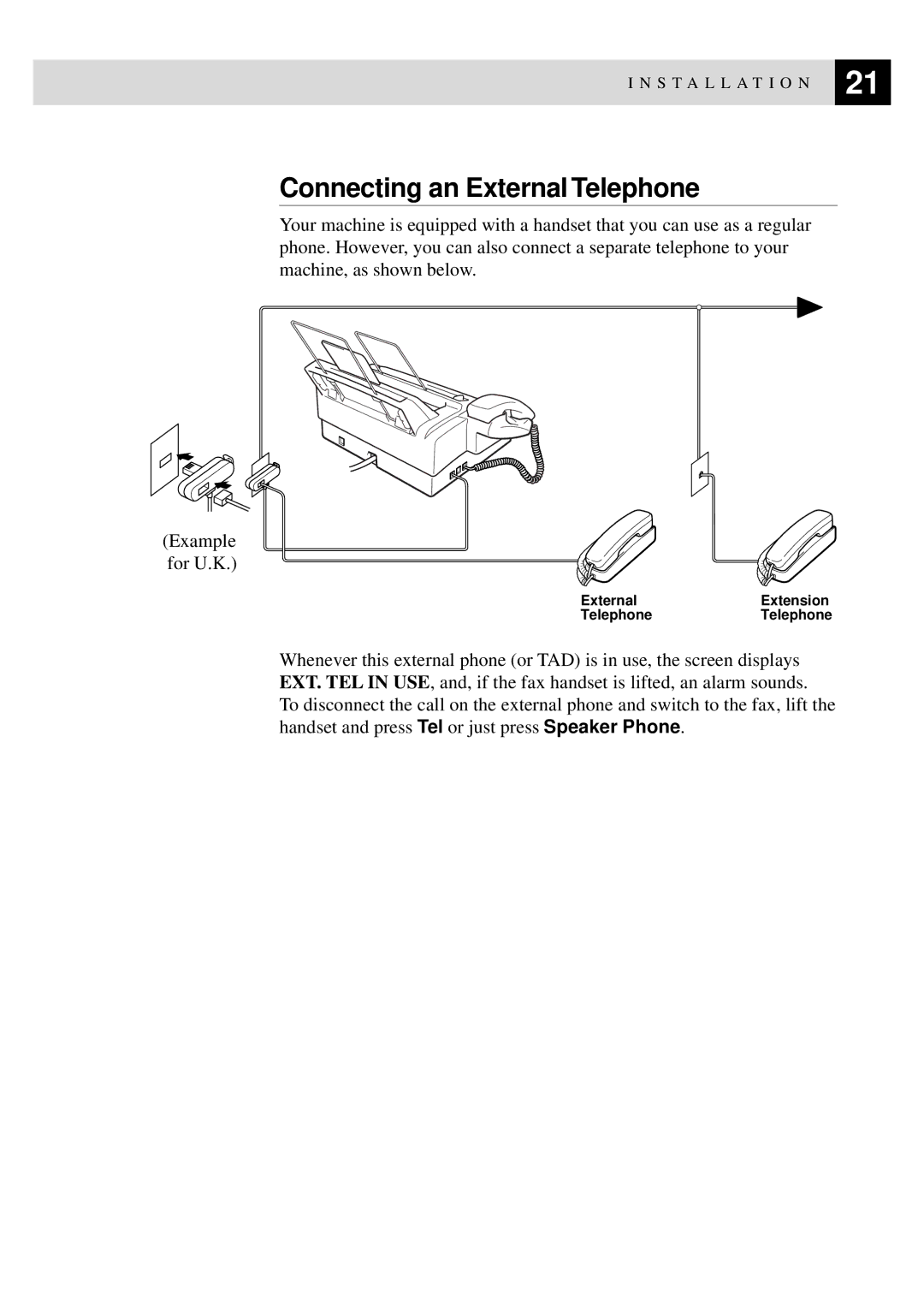 Brother FAX-920, MFC-925, FAX-930, FAX-940 E-mail manual Connecting an External Telephone 