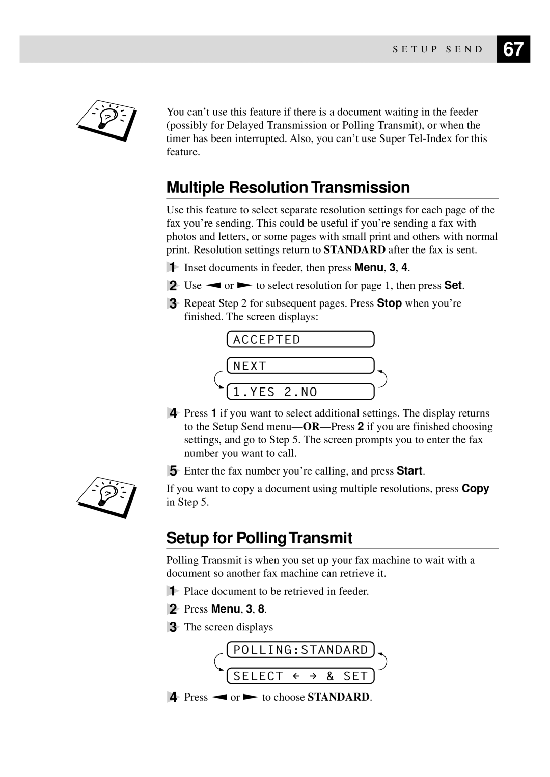 Brother FAX-930, MFC-925, FAX-940 E-mail, FAX-920 manual Multiple Resolution Transmission, Setup for Polling Transmit 