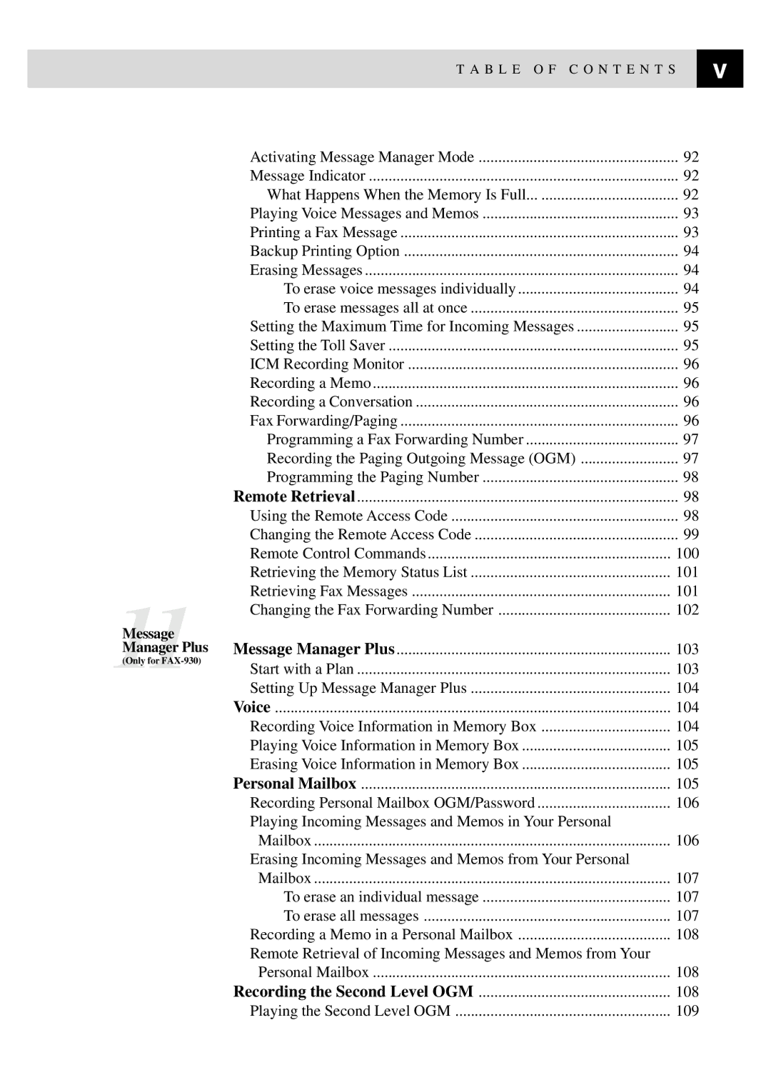 Brother MFC-925, FAX-930, FAX-940 E-mail, FAX-920 manual 100 