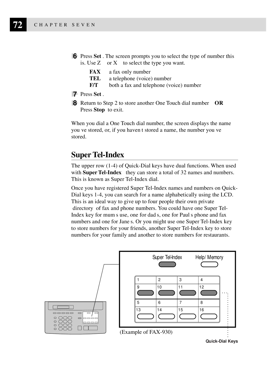 Brother FAX-940 E-mail, MFC-925, FAX-930, FAX-920 manual Super Tel-Index 