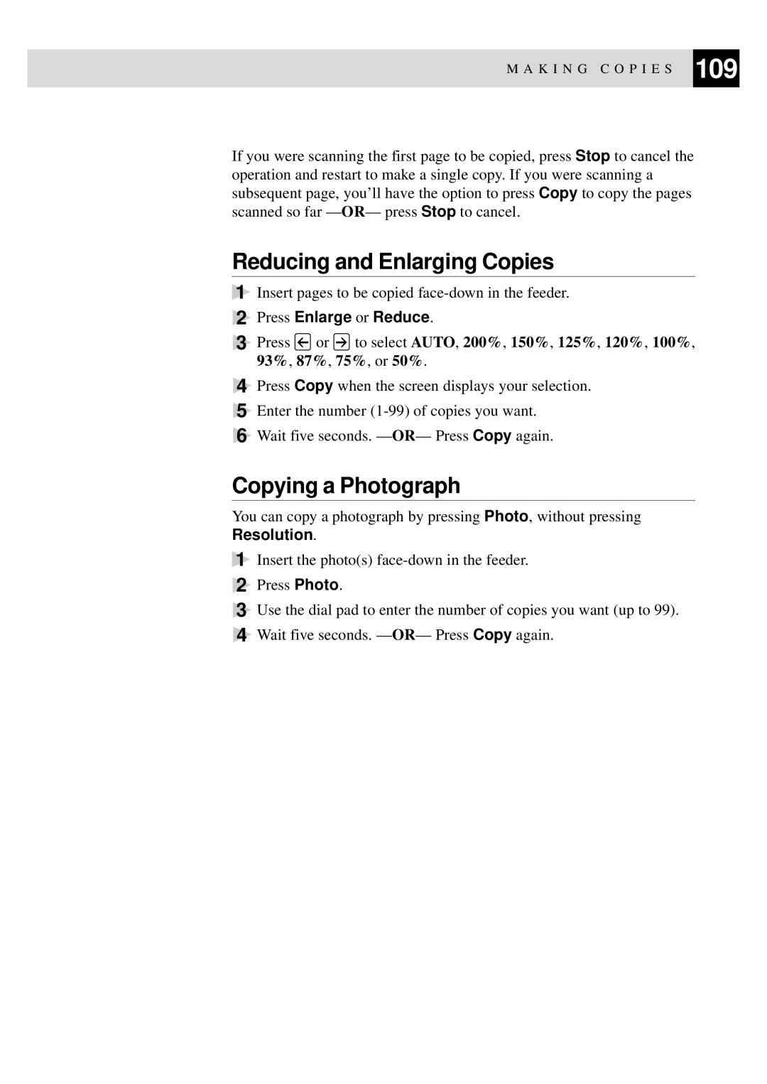 Brother MFC-9550 manual Reducing and Enlarging Copies, Copying a Photograph 