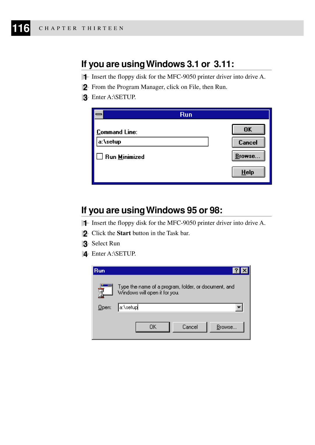 Brother MFC-9550 manual If you are using Windows 3.1 or, If you are using Windows 95 or 