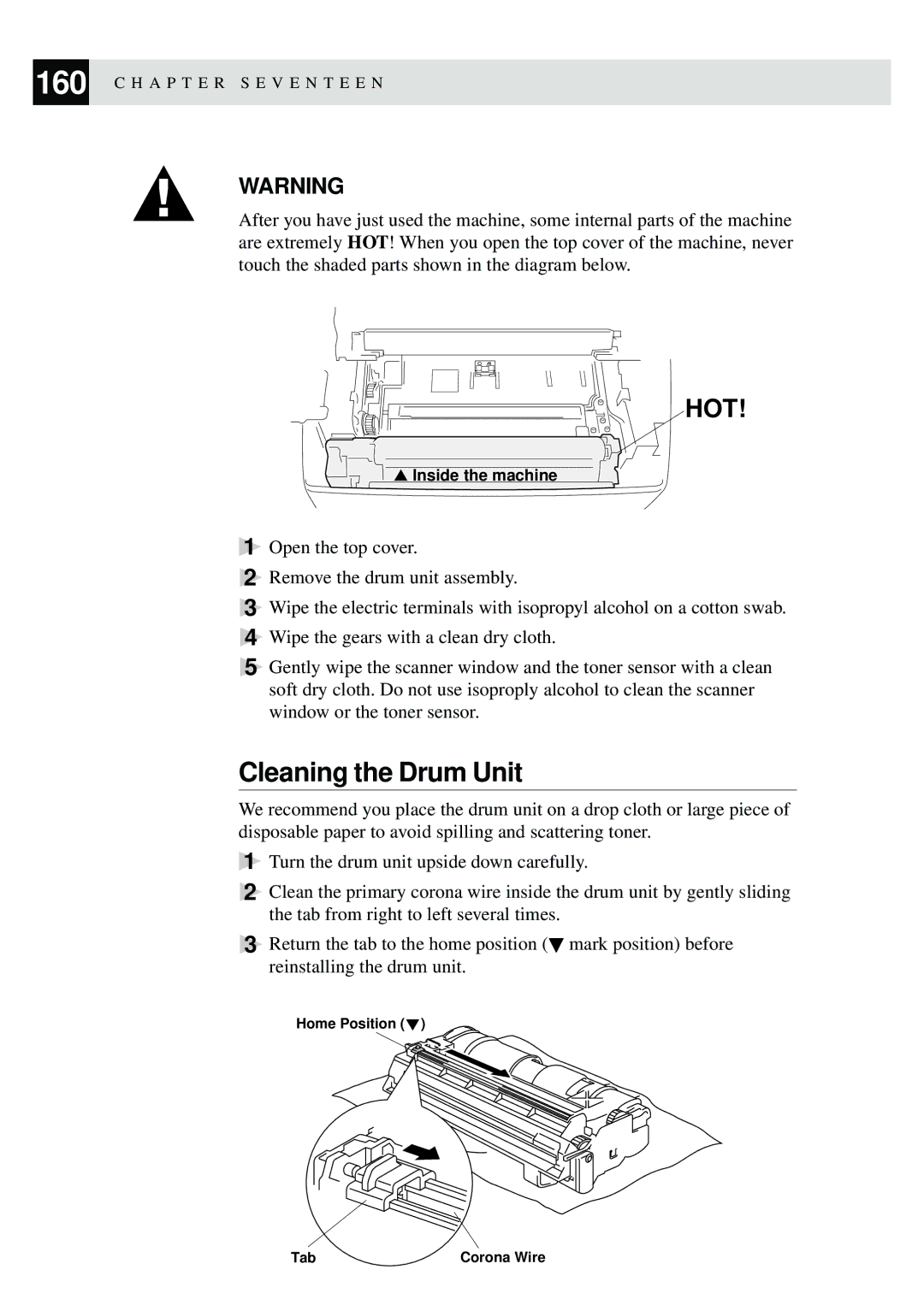 Brother MFC-9550 manual Cleaning the Drum Unit 