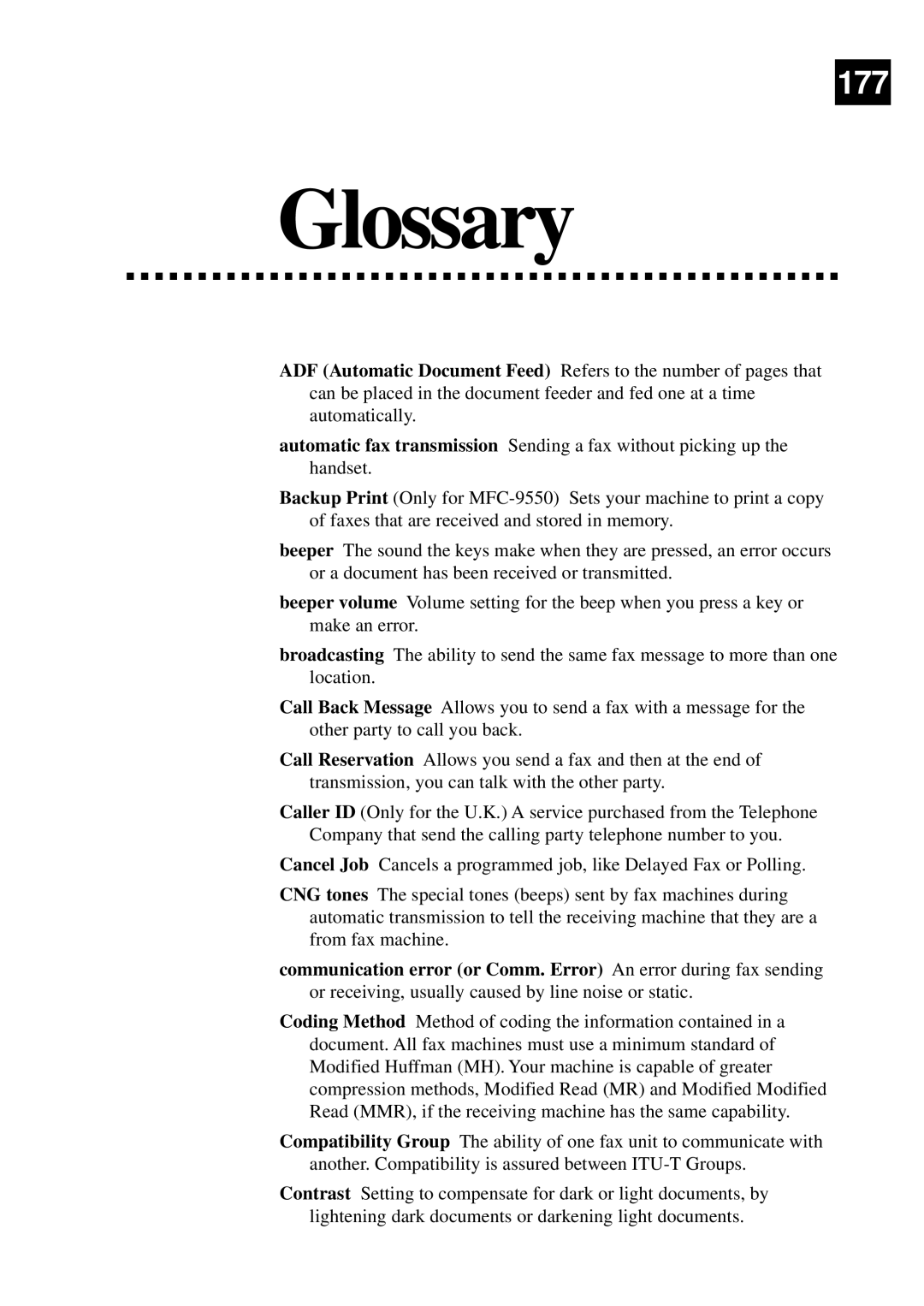 Brother MFC-9550 manual Glossary 