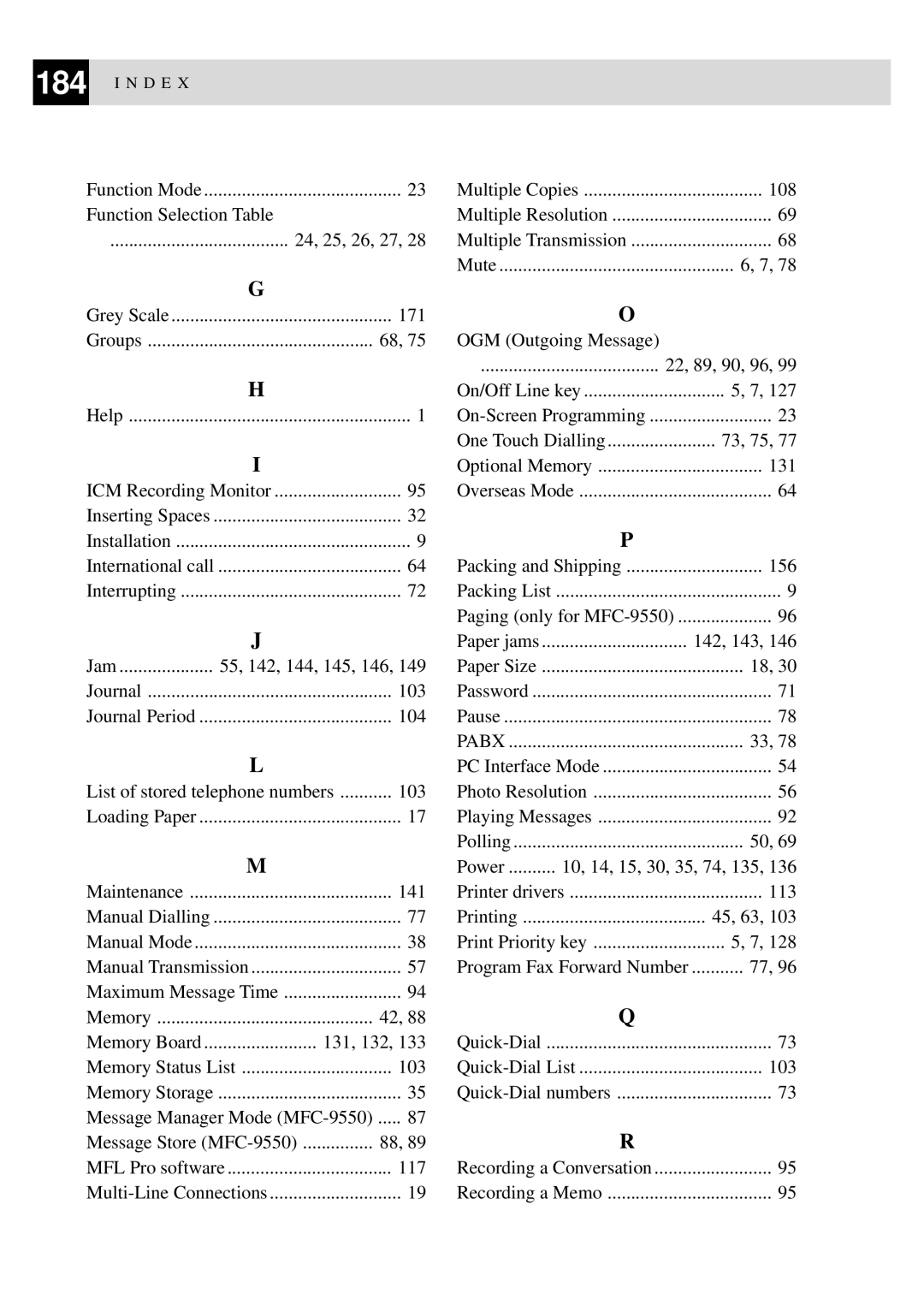 Brother MFC-9550 manual Function Selection , 25, 26, 27 