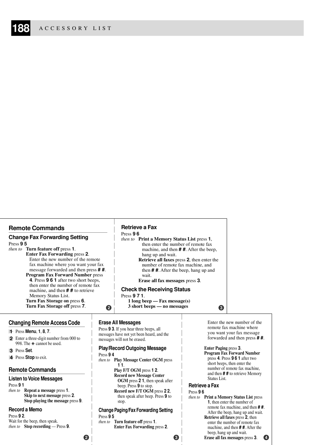 Brother MFC-9550 manual Remote Commands 