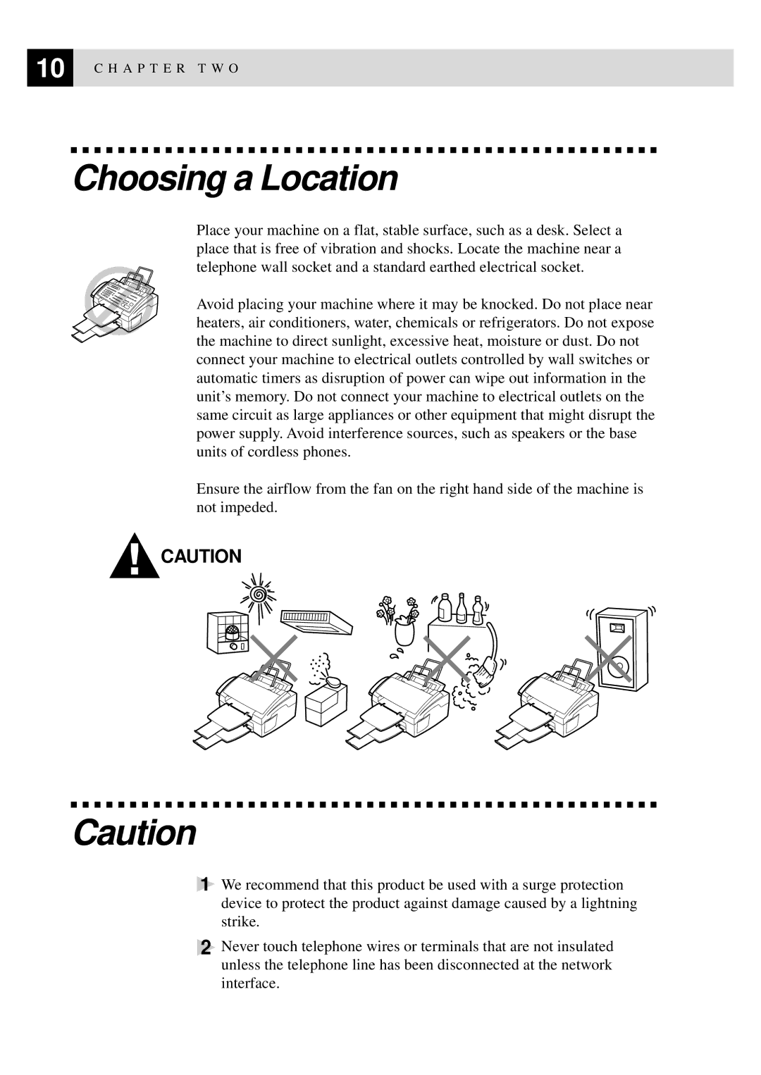 Brother MFC-9550 manual Choosing a Location 