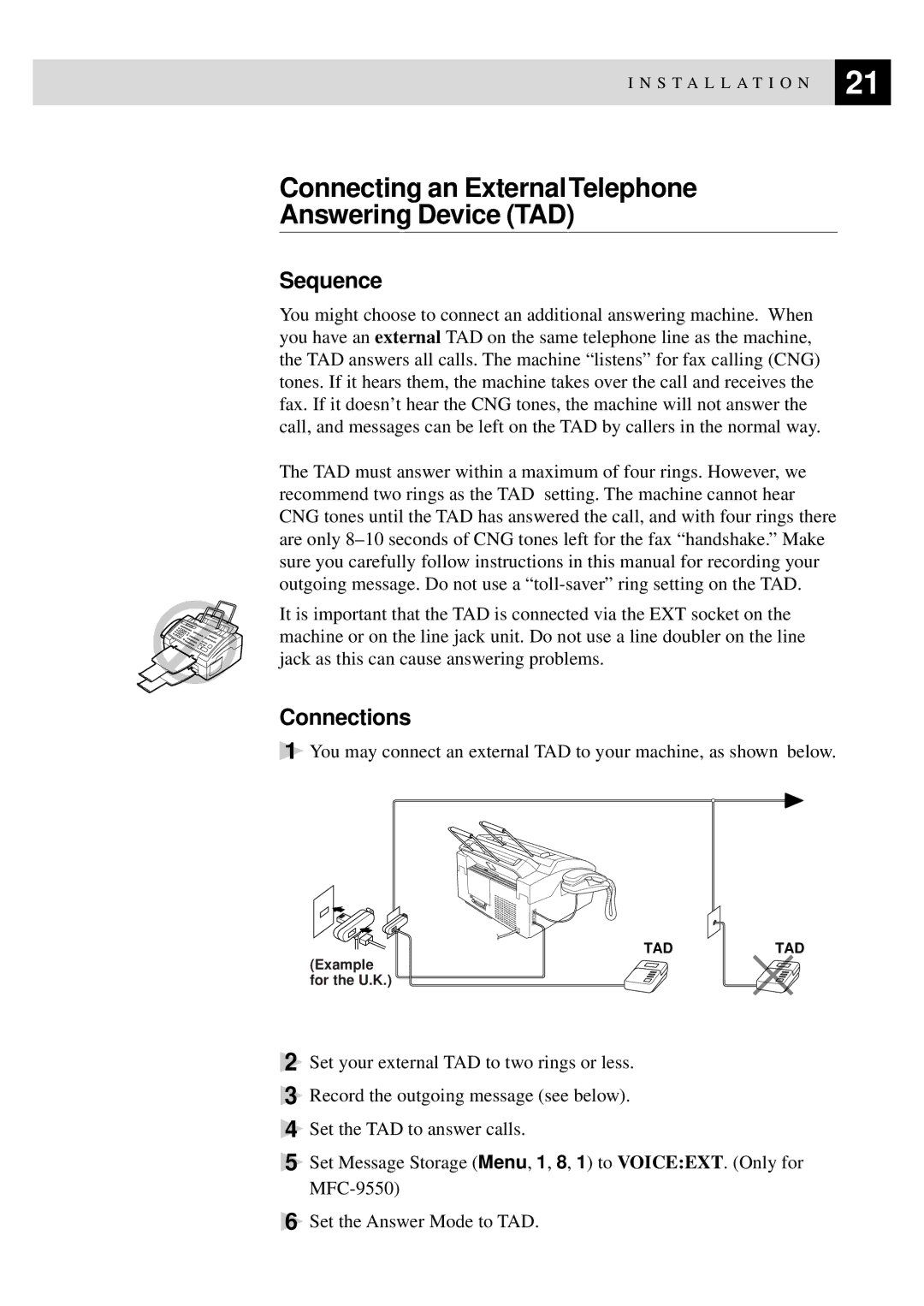 Brother MFC-9550 manual Sequence, Connections 