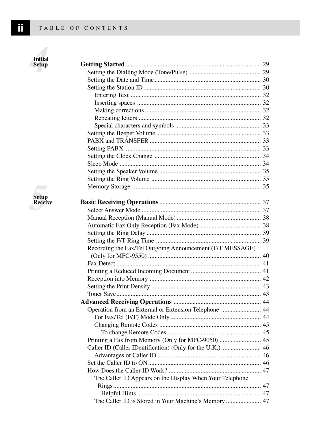 Brother MFC-9550 manual Operation from an External or Extension Telephone 