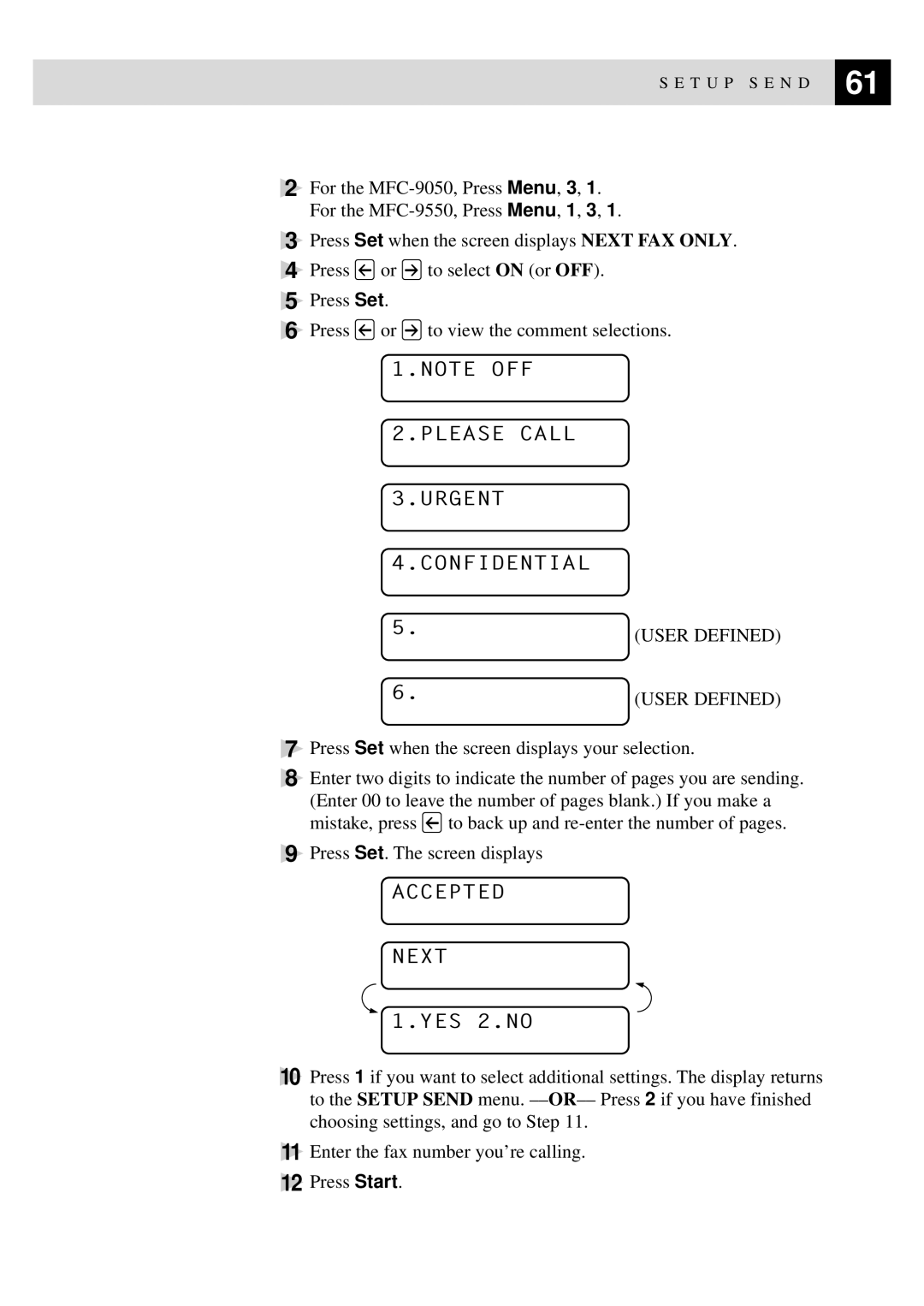 Brother MFC-9550 manual User Defined 