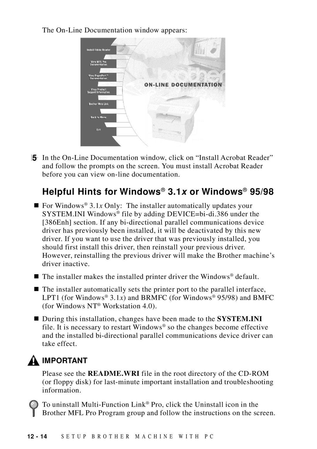 Brother MFC 9600 owner manual Helpful Hints for Windows 3.1x or Windows 95/98 