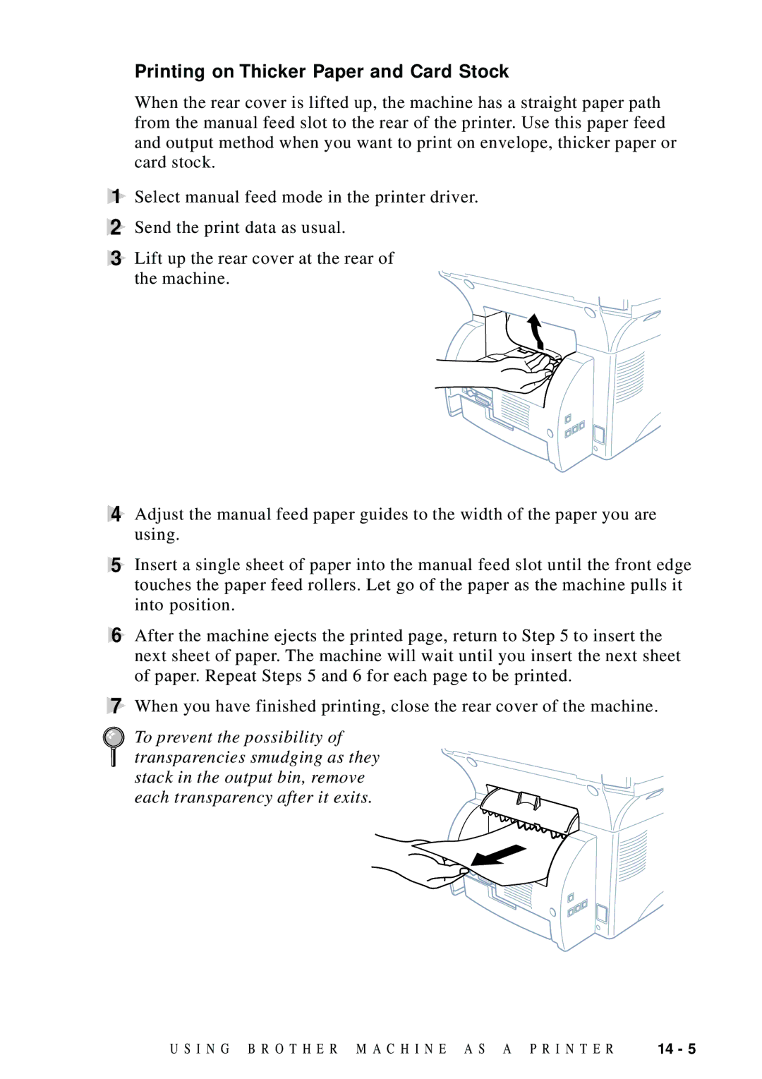 Brother MFC 9600 owner manual Printing on Thicker Paper and Card Stock 