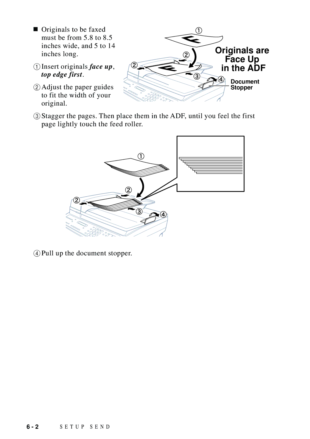 Brother MFC 9600 owner manual Originals are Face Up ADF 