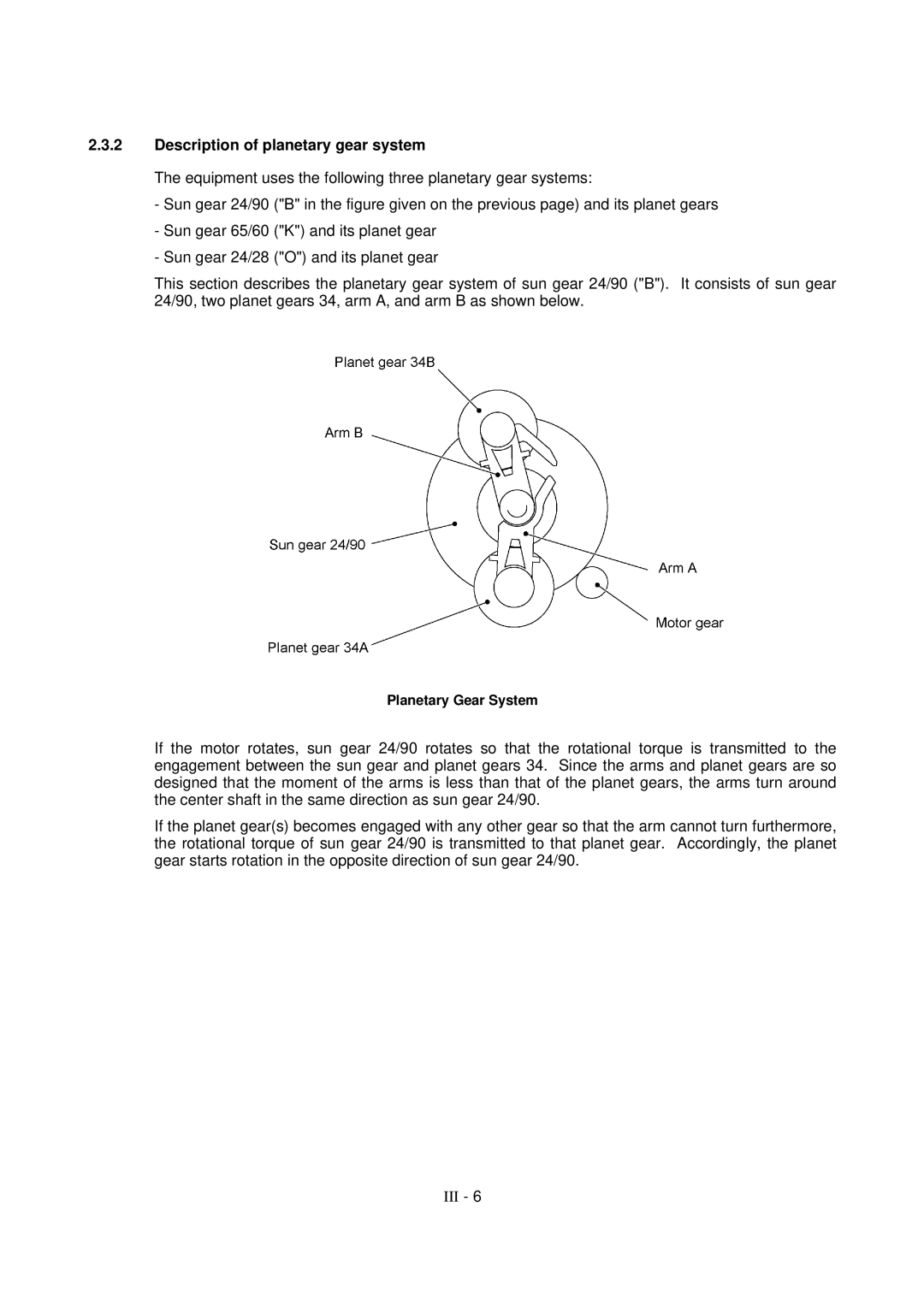 Brother FAX-931, MFC-970MC, FAX-921 service manual Description of planetary gear system 