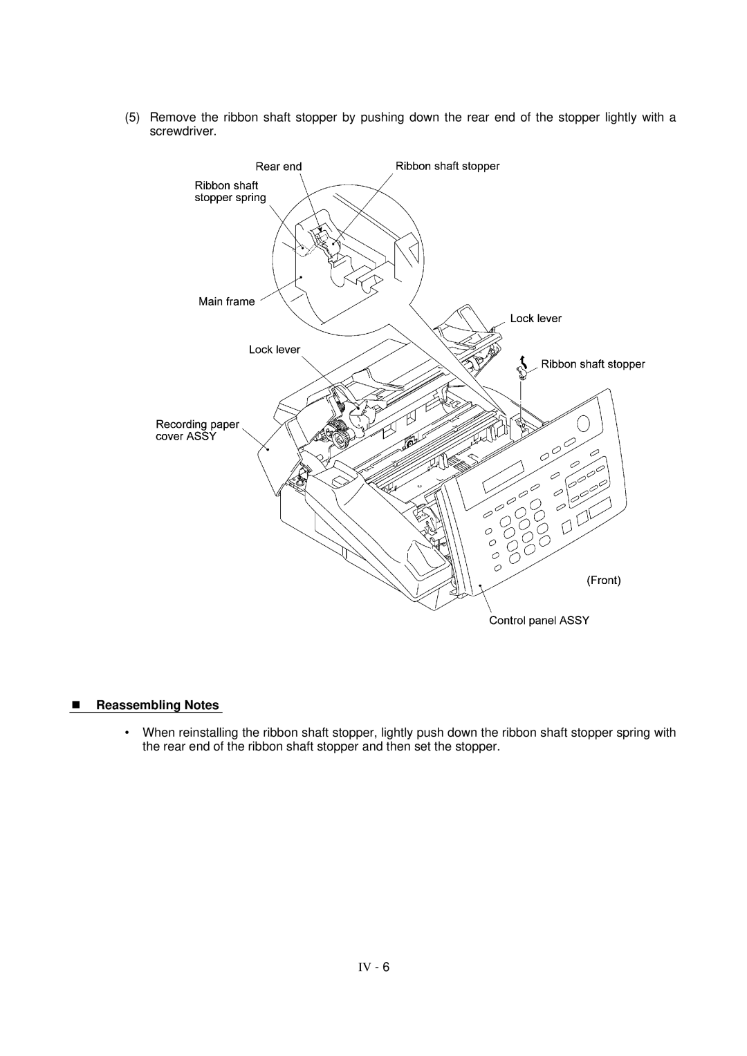 Brother FAX-931, MFC-970MC, FAX-921 service manual Reassembling Notes 