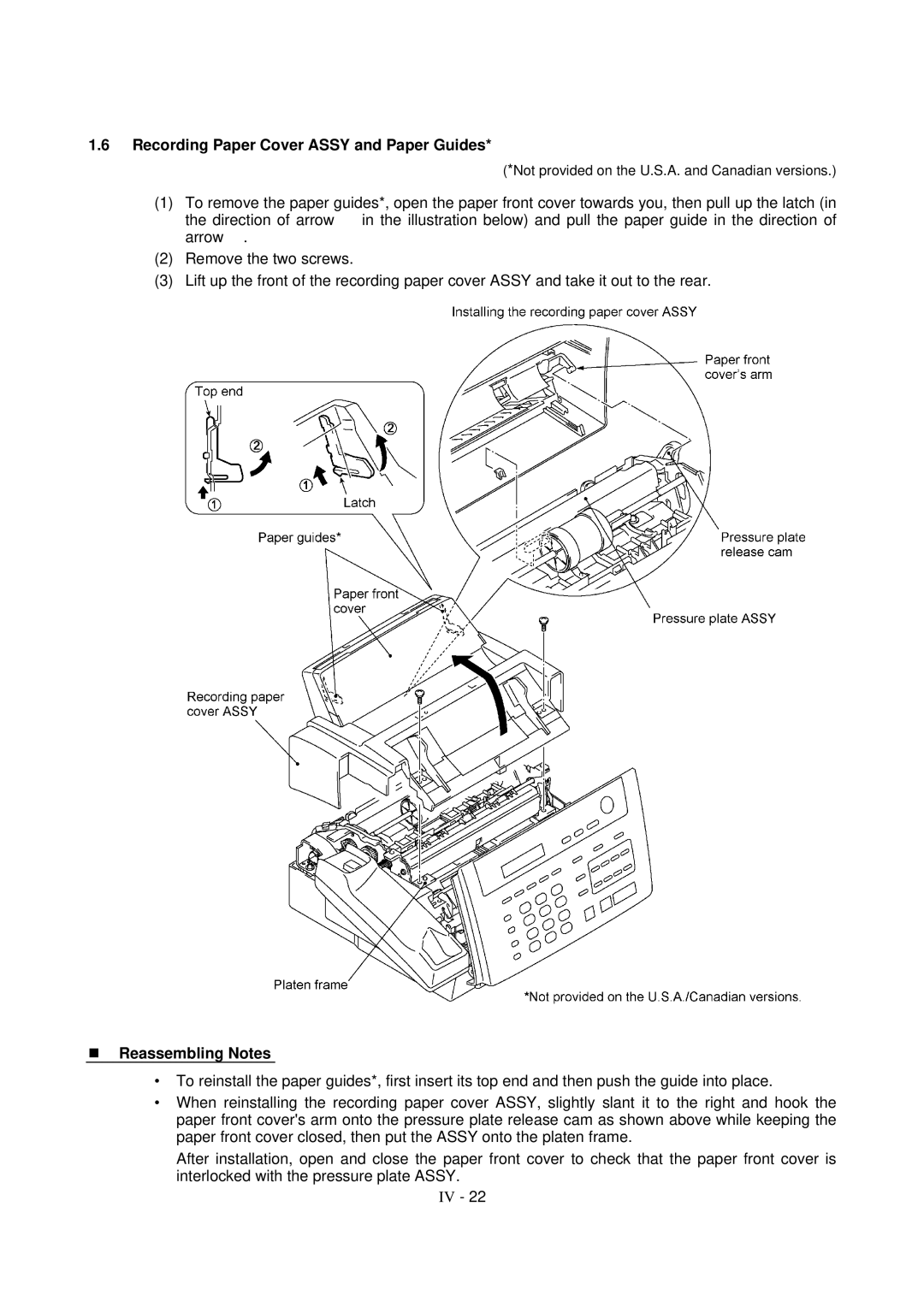 Brother FAX-921, MFC-970MC, FAX-931 service manual Recording Paper Cover Assy and Paper Guides 