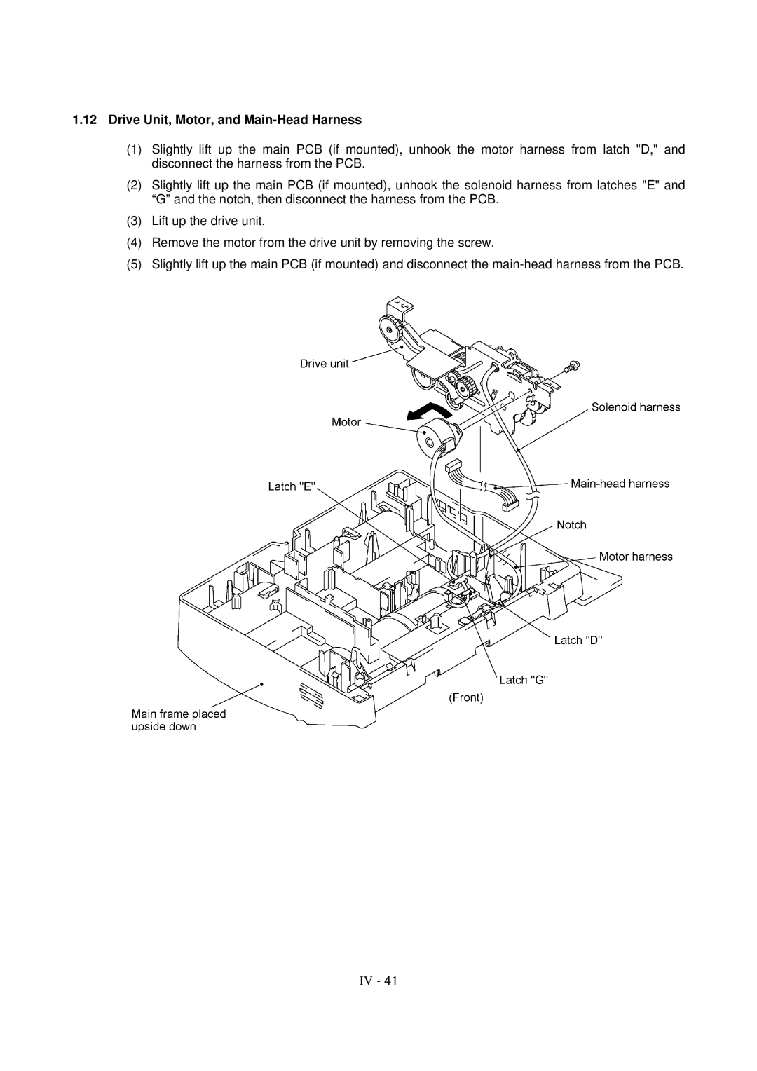 Brother MFC-970MC, FAX-931, FAX-921 service manual Drive Unit, Motor, and Main-Head Harness 