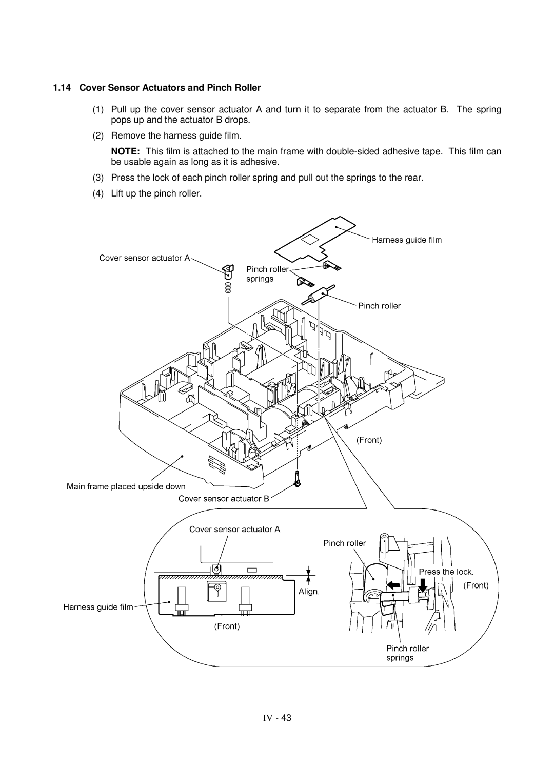 Brother FAX-921, MFC-970MC, FAX-931 service manual Cover Sensor Actuators and Pinch Roller 