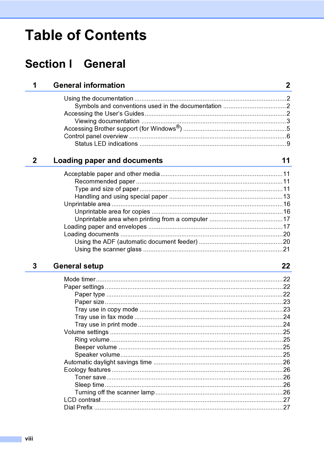 Brother MFC-9840CDW manual Table of Contents 