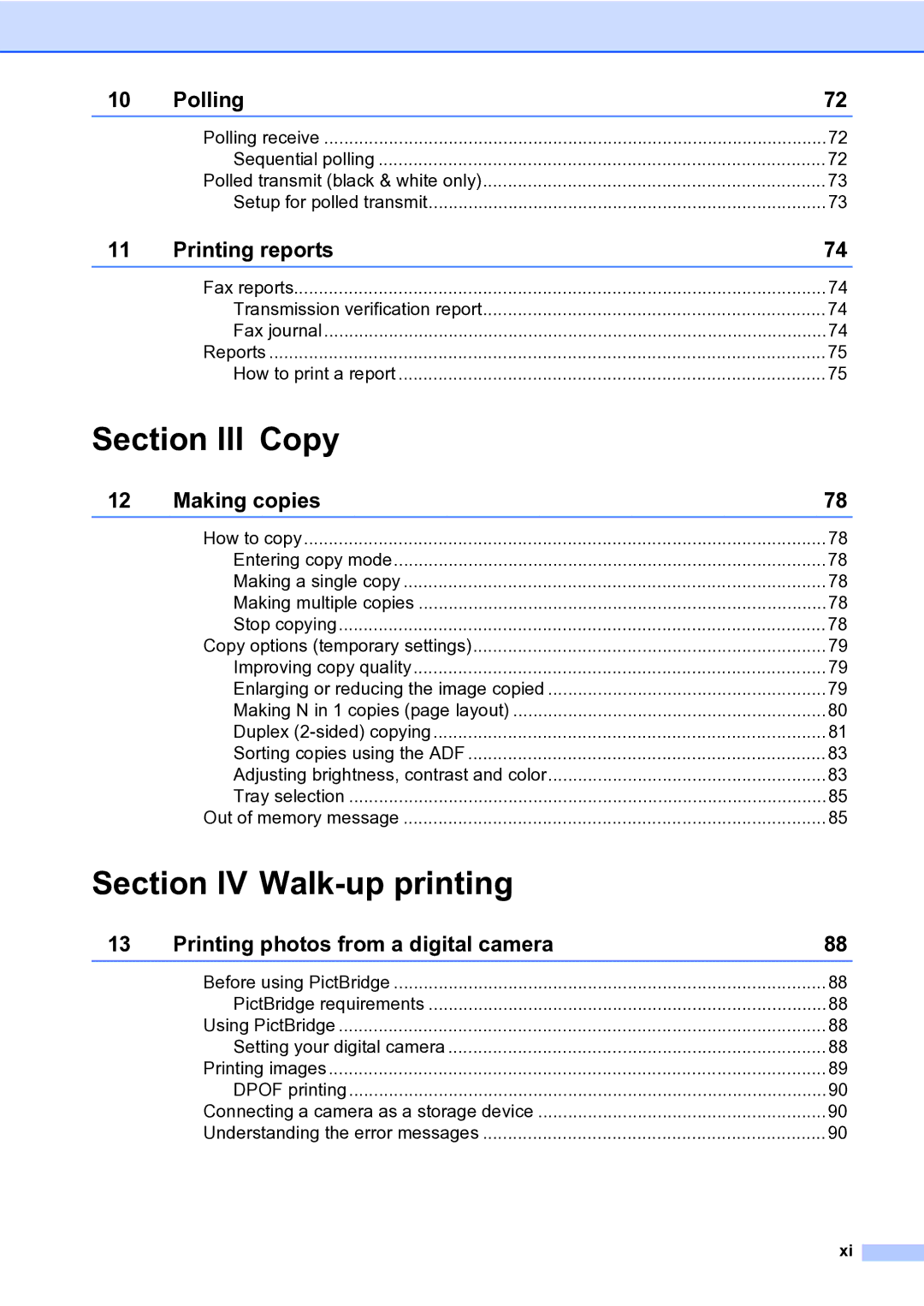 Brother MFC-9840CDW manual Section III Copy, Section IV Walk-up printing 