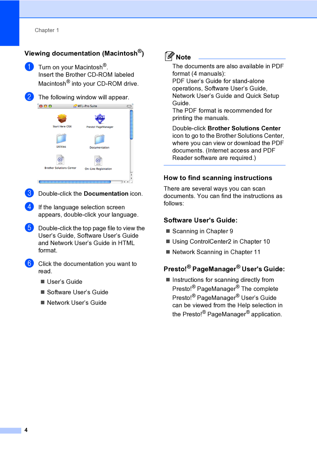 Brother MFC-9840CDW manual Presto! PageManager Users Guide 